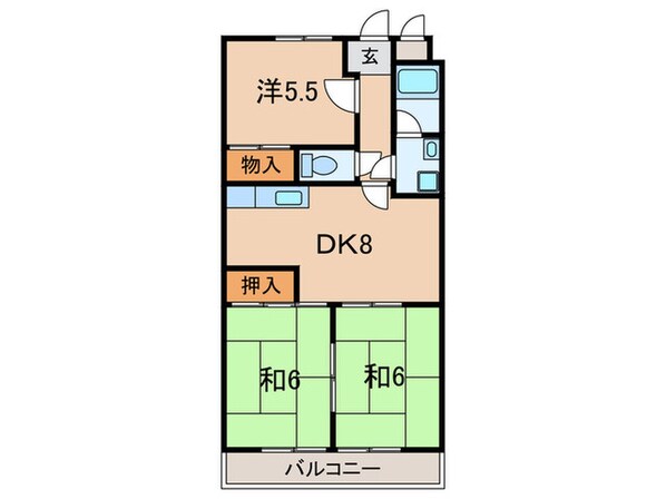 土山ヤングコ－ポの物件間取画像